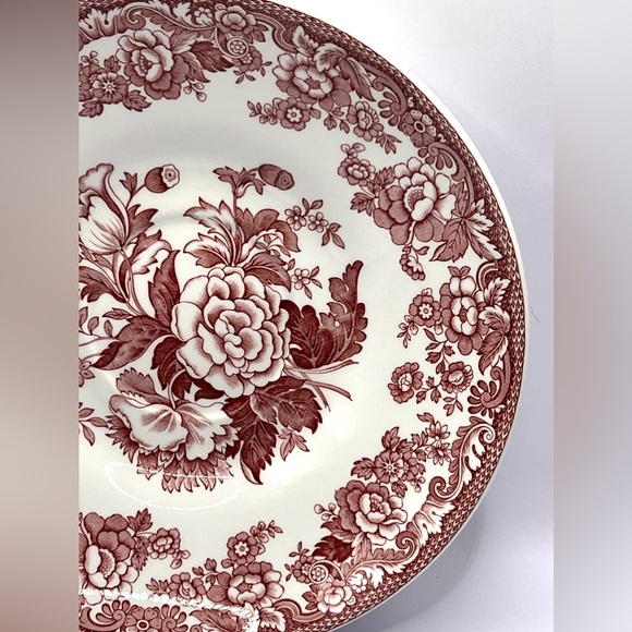 Spode England Archive Collection British Flowers White Plate/Saucer Red Flowers - Picture 5 of 11